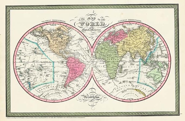 7-World and World Map By Thomas, Cowperthwait & Co.