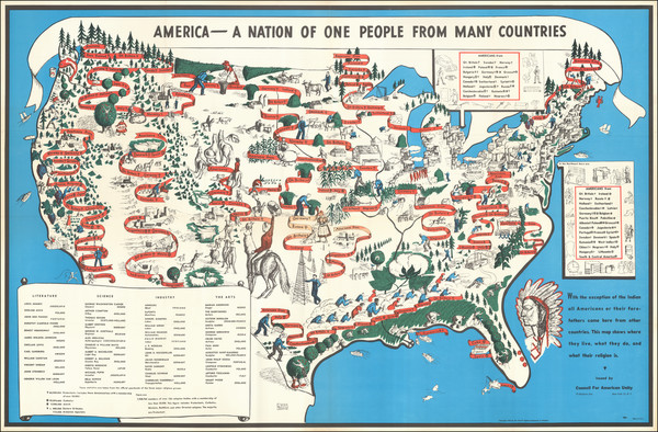 69-United States, Pictorial Maps and World War II Map By Emma Bourne  &  The Council Against I