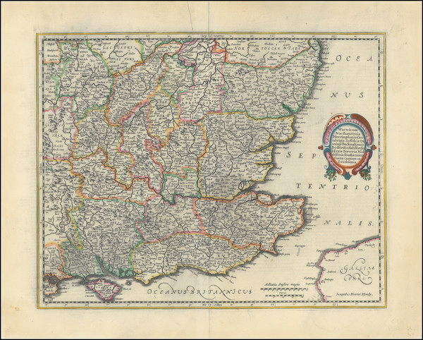 70-British Counties Map By Jodocus Hondius / Gerhard Mercator