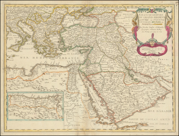 75-Turkey, Middle East, Arabian Peninsula and Turkey & Asia Minor Map By Nicolas Sanson