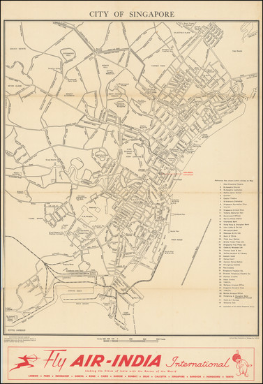 100-Singapore Map By Survey Dept. Federation of Malaya