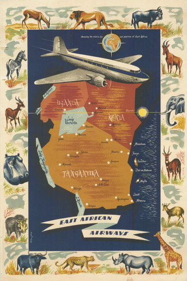 42-East Africa and Travel Posters Map By Peter Jay