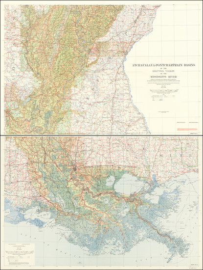 57-Louisiana and Mississippi Map By Mississippi River Commission