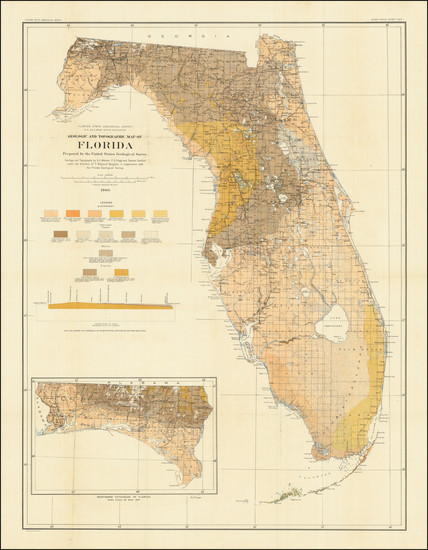 97-Florida and Geological Map By U.S. Geological Survey  &  Florida State Geological Survey