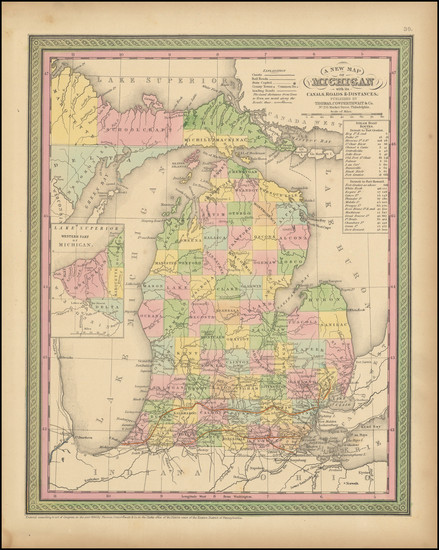 15-Michigan Map By Thomas, Cowperthwait & Co.