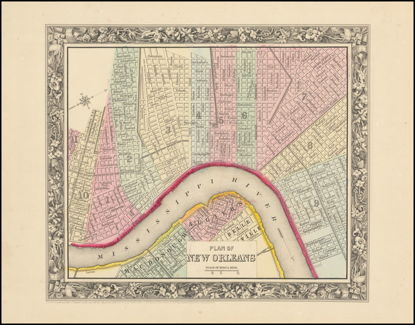 91-New Orleans Map By Samuel Augustus Mitchell Jr.