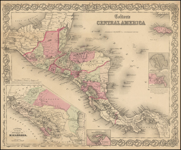 58-Central America Map By Joseph Hutchins Colton