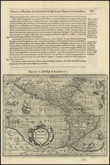 45-South America and America Map By Jodocus Hondius / Samuel Purchas