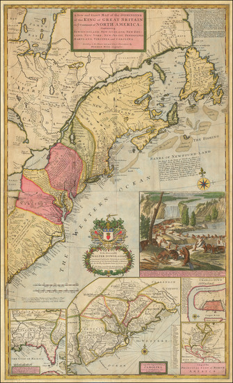 66-United States, New England, Mid-Atlantic and Southeast Map By Herman Moll