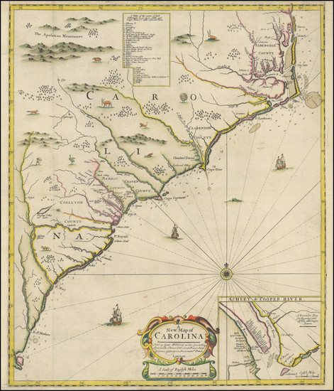 18-Southeast, North Carolina and South Carolina Map By George Willdey