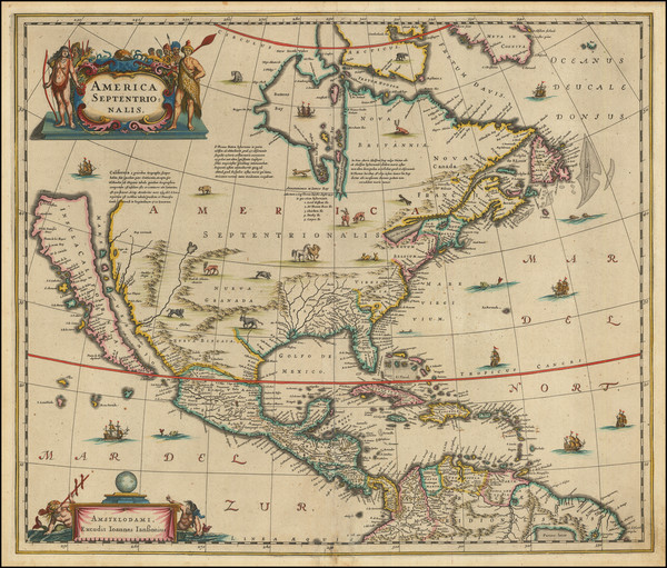 85-North America and California as an Island Map By Henricus Hondius / Jan Jansson