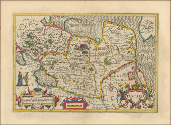 77-Alaska, China, Korea, Central Asia & Caucasus and Russia in Asia Map By Jodocus Hondius