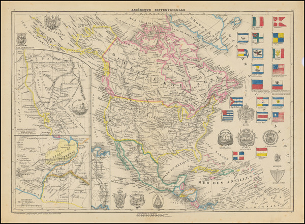 90-North America, Central America and California Map By Philippe Marie Vandermaelen