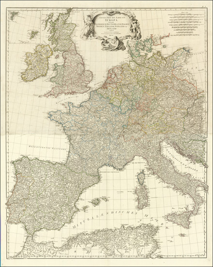 43-Europe Map By Jean-Baptiste Bourguignon d'Anville / Franz Anton Schraembl
