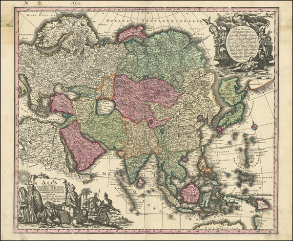 4-Asia Map By Matthaus Seutter