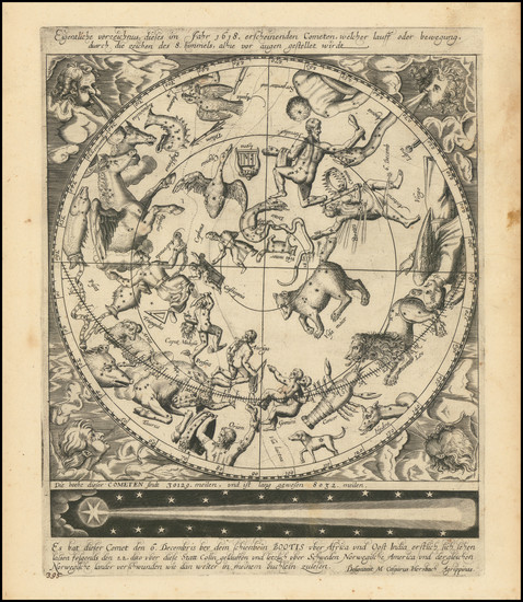 60-Celestial Maps Map By Casper Hersbach / Frans Hogenberg