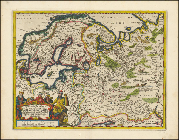 95-Russia and Scandinavia Map By Adam Olearius