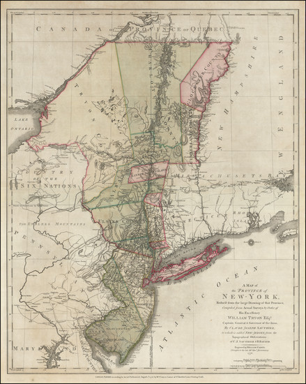 2-Vermont, New York State, Mid-Atlantic, New Jersey and American Revolution Map By Claude Joseph 