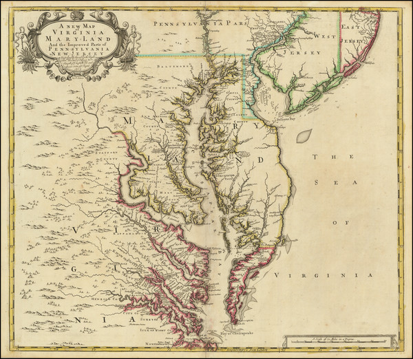 29-Mid-Atlantic, Maryland, Delaware, Southeast and Virginia Map By John Senex
