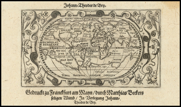 64-World Map By Theodor De Bry