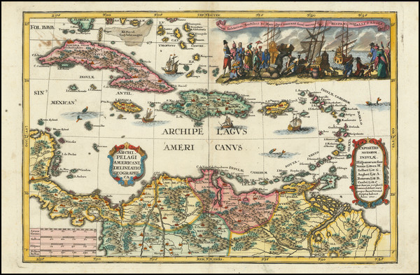 18-Caribbean, Cuba, Jamaica and Hispaniola Map By Heinrich Scherer