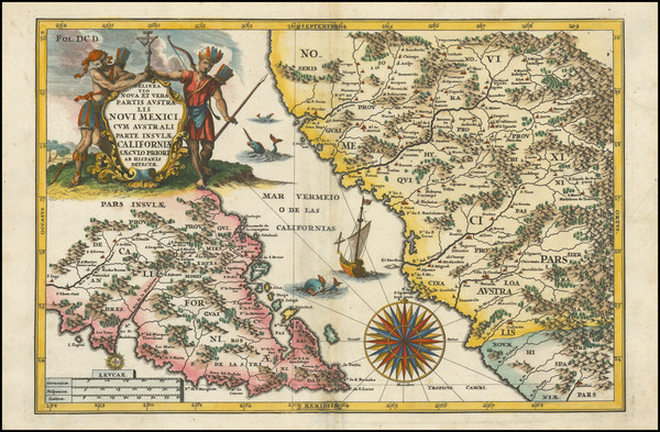 33-Mexico, Baja California and California Map By Heinrich Scherer