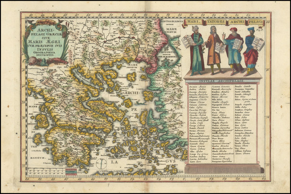 61-Greece Map By Heinrich Scherer