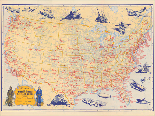 12-United States and World War II Map By Rand McNally & Company