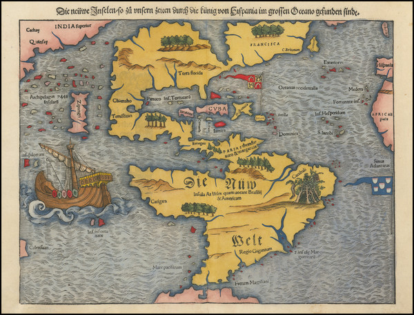 5-Western Hemisphere and America Map By Sebastian Munster