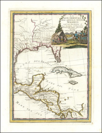 32-Florida, South, Southeast, Texas and Central America Map By Giovanni Maria Cassini