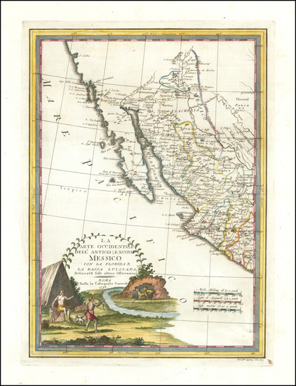 57-Texas, Southwest, Baja California and California Map By Giovanni Maria Cassini