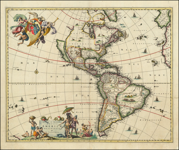 3-California as an Island and America Map By Nicolaes Visscher I