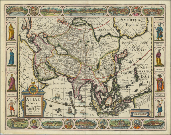 86-Asia and Asia Map By Pieter van den Keere  &  Abraham Goos