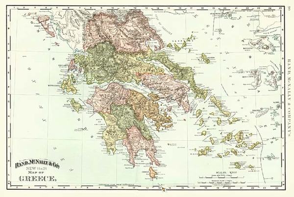 52-Europe, Balearic Islands and Greece Map By Rand McNally & Company