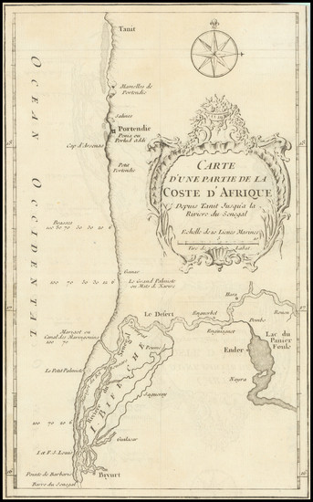 72-West Africa Map By Jacques Nicolas Bellin