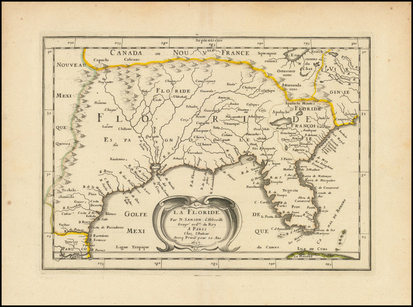 88-Florida, South and Southeast Map By Nicolas Sanson