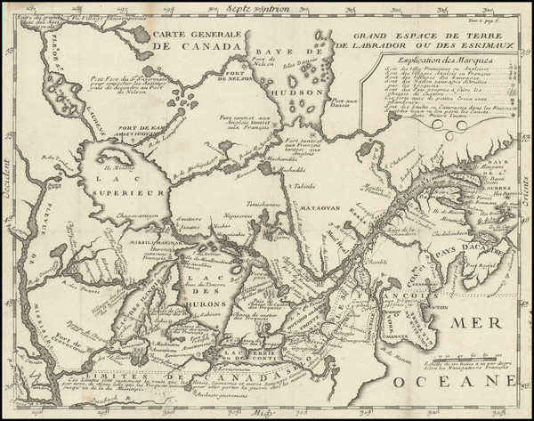 84-Midwest, Plains and Canada Map By Baron de Lahontan