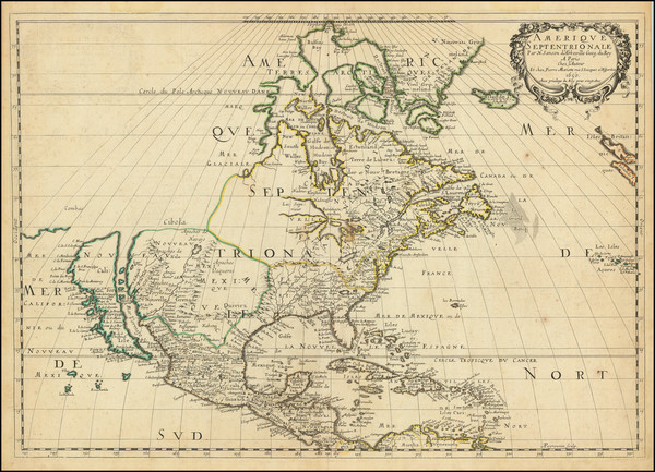 13-Midwest, North America and California as an Island Map By Nicolas Sanson