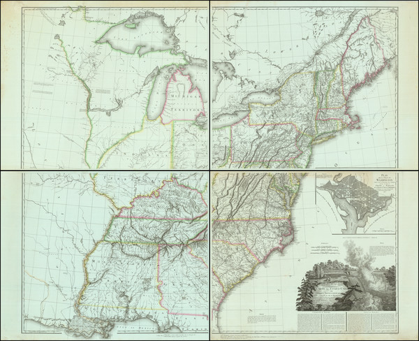 72-United States, Alabama, Mississippi, Illinois, Indiana, Michigan and Wisconsin Map By Pierre An