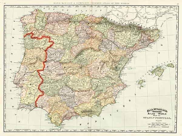 2-Europe, Spain and Portugal Map By Rand McNally & Company