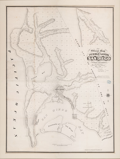 95-San Diego Map By James Pascoe  &  Bancroft's Steam Lithographic Printing House