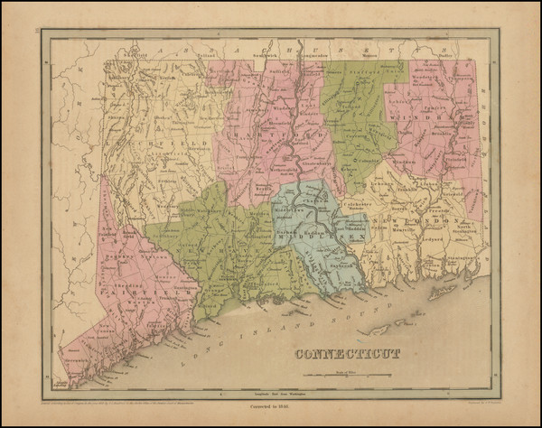 97-Connecticut Map By Thomas Gamaliel Bradford