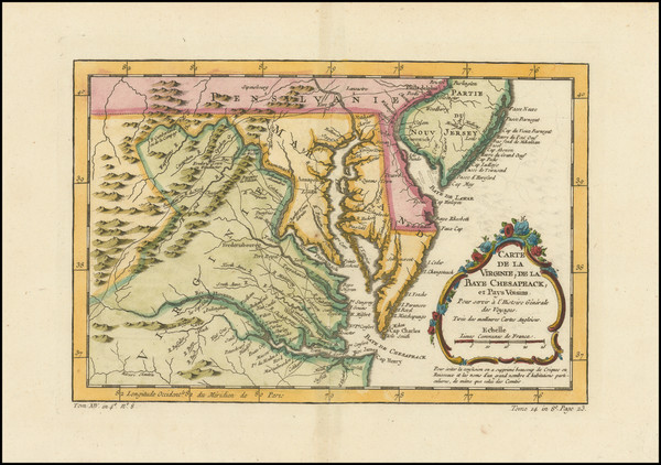 88-Maryland, Southeast and Virginia Map By Jacques Nicolas Bellin