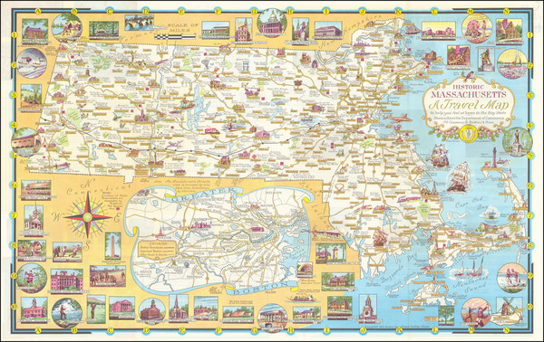 39-Massachusetts and Pictorial Maps Map By Ernest Dudley Chase