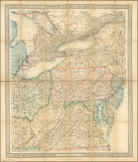 86-Mid-Atlantic, Virginia and Civil War Map By Edward Stanford