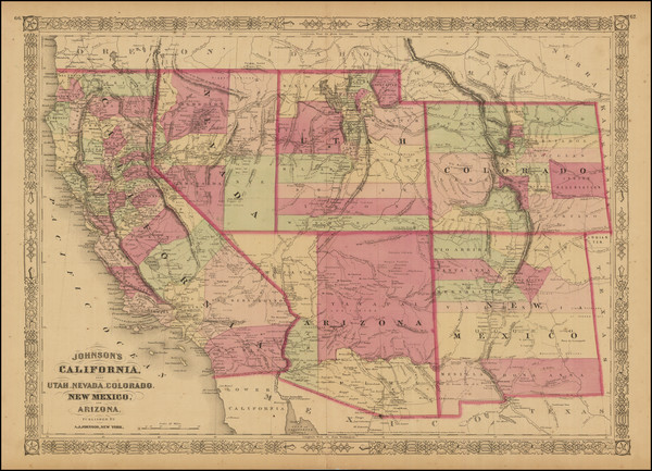 3-Southwest, Arizona, Colorado, Utah, Nevada, New Mexico and California Map By Alvin Jewett Johns