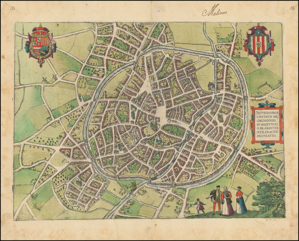 6-Belgium Map By Georg Braun  &  Frans Hogenberg