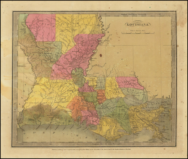 45-Louisiana Map By David Hugh Burr