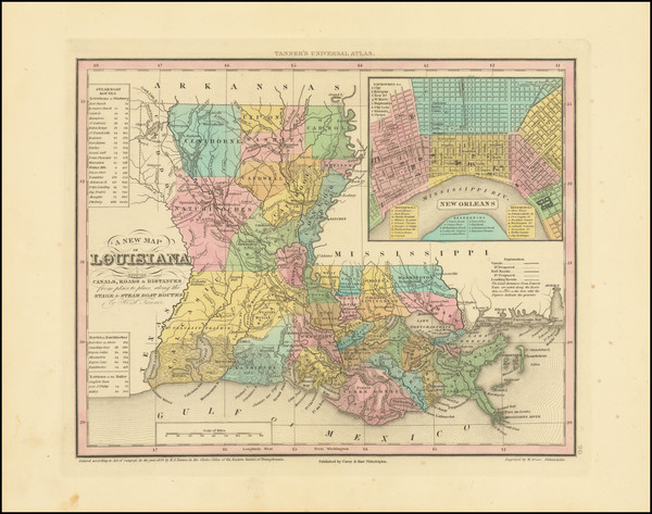 37-Louisiana and New Orleans Map By Henry Schenk Tanner