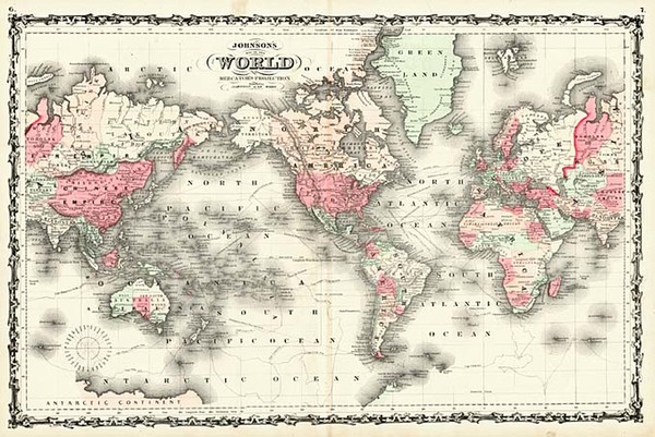 62-World and World Map By Benjamin P Ward  &  Alvin Jewett Johnson